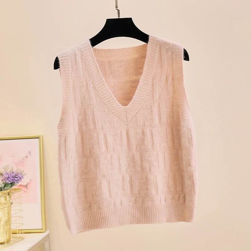 针织马甲女春秋短款修身搭衬衣坎肩v领叠穿毛衣背心无袖打底上衣