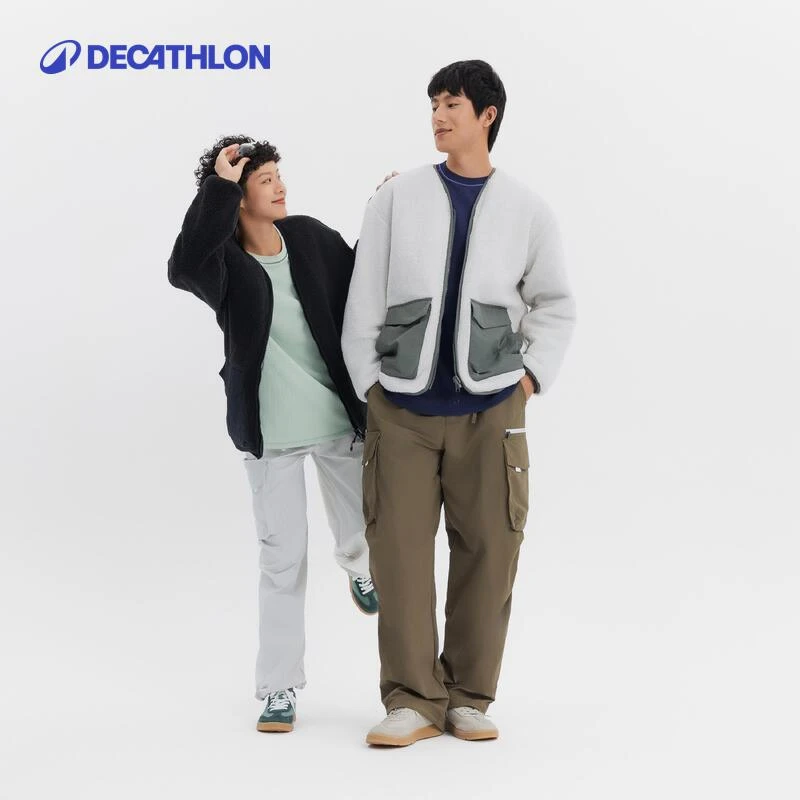 迪卡侬Sportswear复古运动男女缝棉双面可穿羊羔绒外套361078
