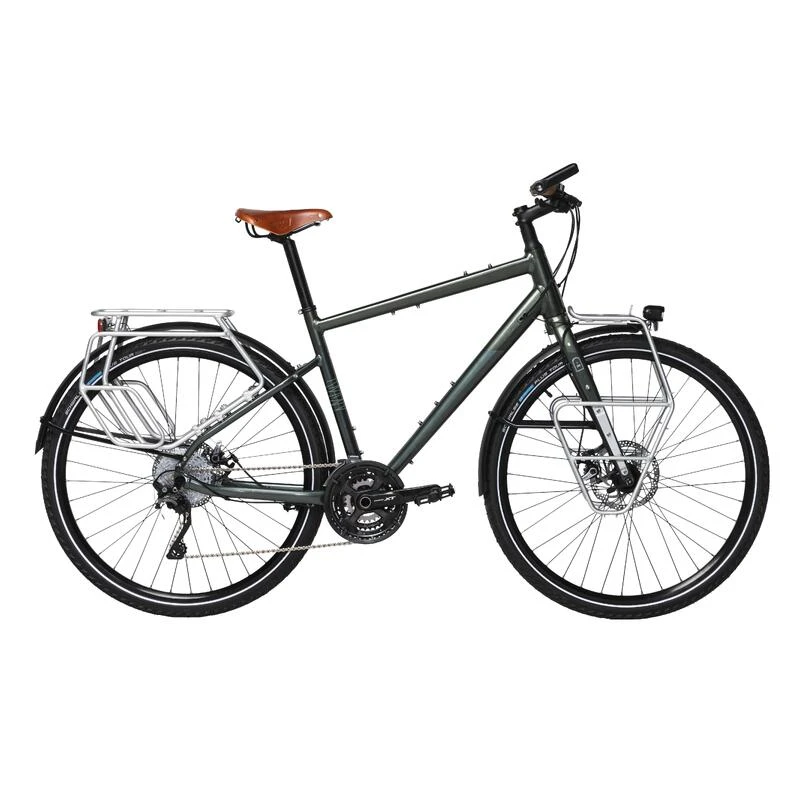 迪卡侬TOURING 900旅行自行车耐用货架自发电花鼓前后灯325484