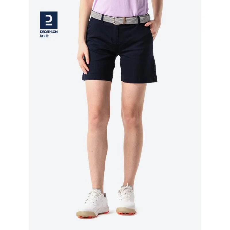 迪卡侬休闲裤女棉质短裤五分裤微弹阔腿女士运动裤夏季百搭304046