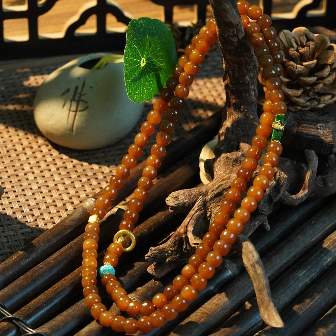 【石缘居珠宝】18K金镶嵌和田玉糖料时尚大气设计款珠串项链C2-41