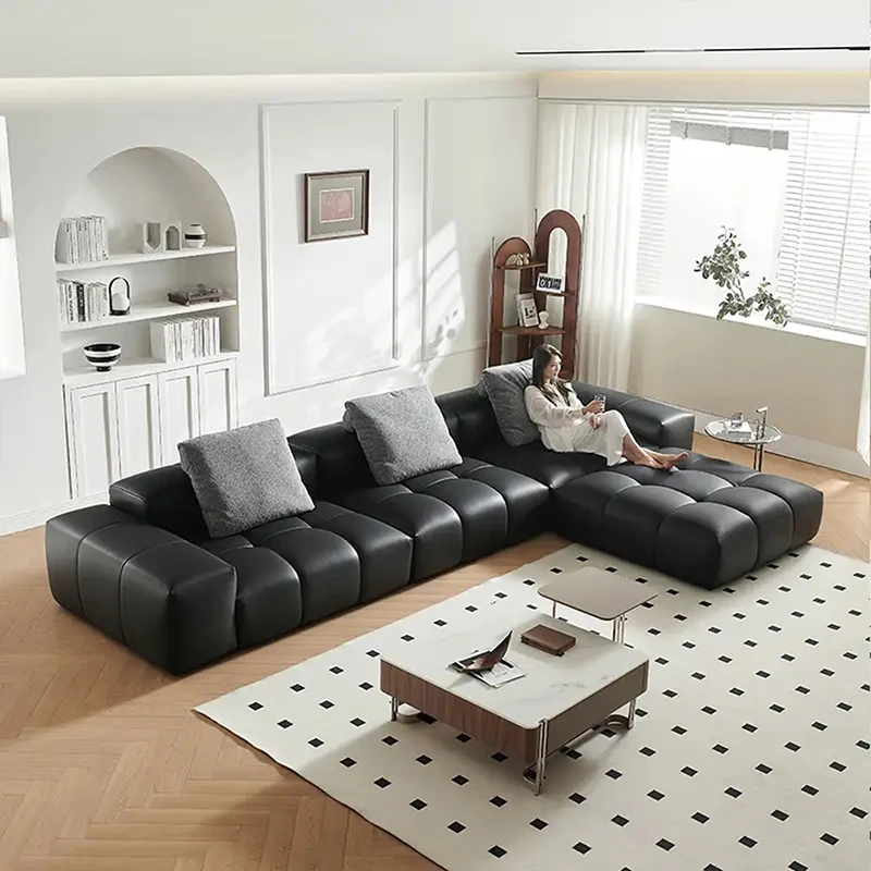 CHUWEI/初位像素沙发别墅大户型客厅意式极简奶油诧寂风真皮沙发