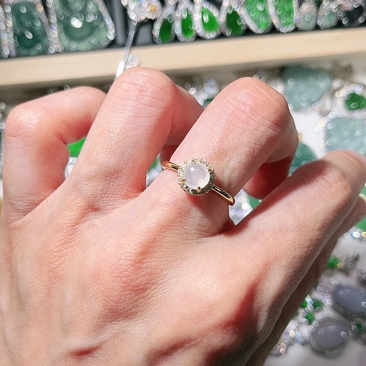 翡翠戒指银S925镶嵌天然A货翡翠