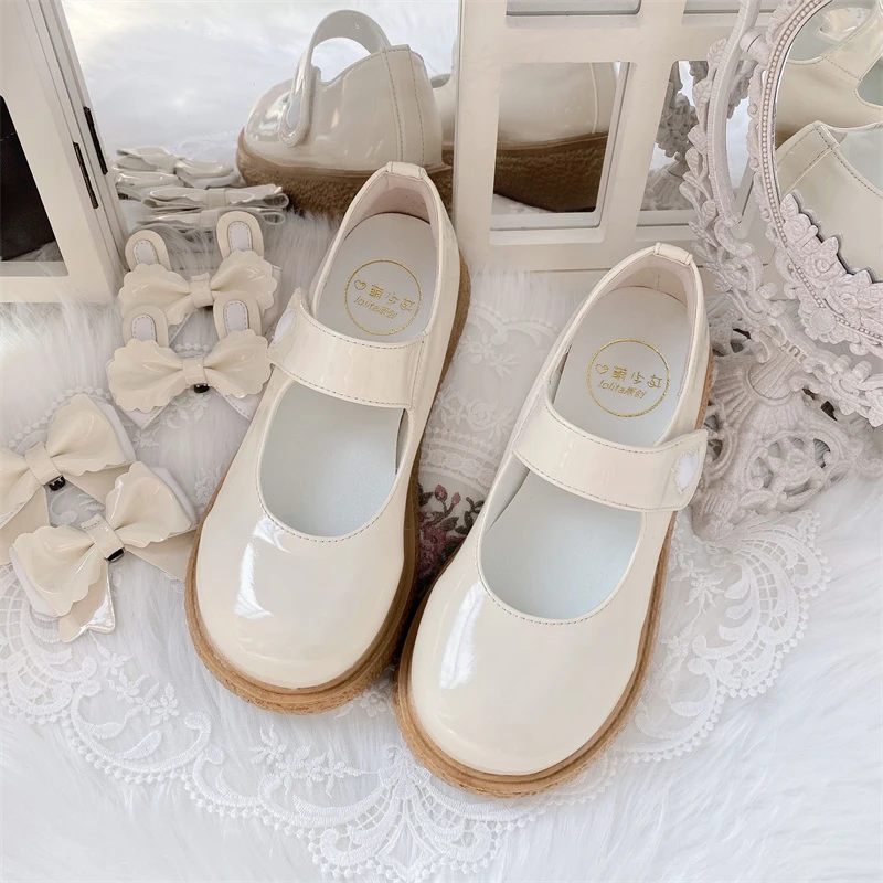 现货大头鞋原创兔缘结厚底jk可爱小皮圆头制服少女鞋子蝴蝶结