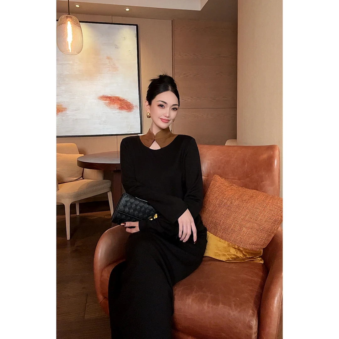 紫紫   宴礼   中古风春秋冬三季百搭气质立领连衣裙 ZC10LZHJ360