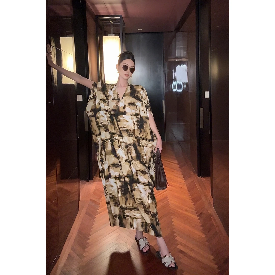 紫紫  西派长裙 度假系列袍式连衣裙夏季宽松连衣裙 ZC06LZYL350