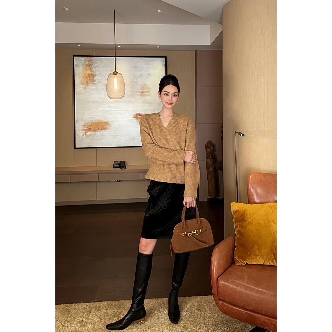 紫紫   菱格花苞裙  松紧腰加绒半裙高腰显瘦半身裙ZC11BZYL742