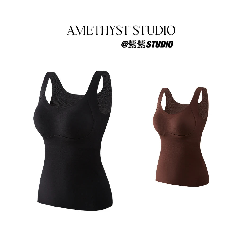 紫紫 暖绒背心 无痕双面磨毛5A抑菌打底背心秋冬保暖美背ZSJC1104