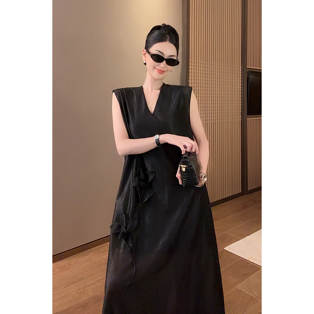 紫紫 广玉兰长裙  假两件静奢风长裙夏季时尚女装连衣裙 ZSJC0646