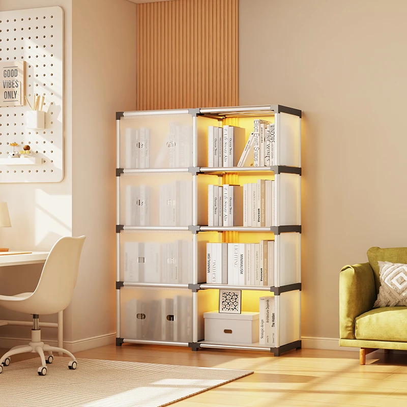 儿童学生简易书架家用落地置物架防尘客厅组装多层收纳书柜柜子