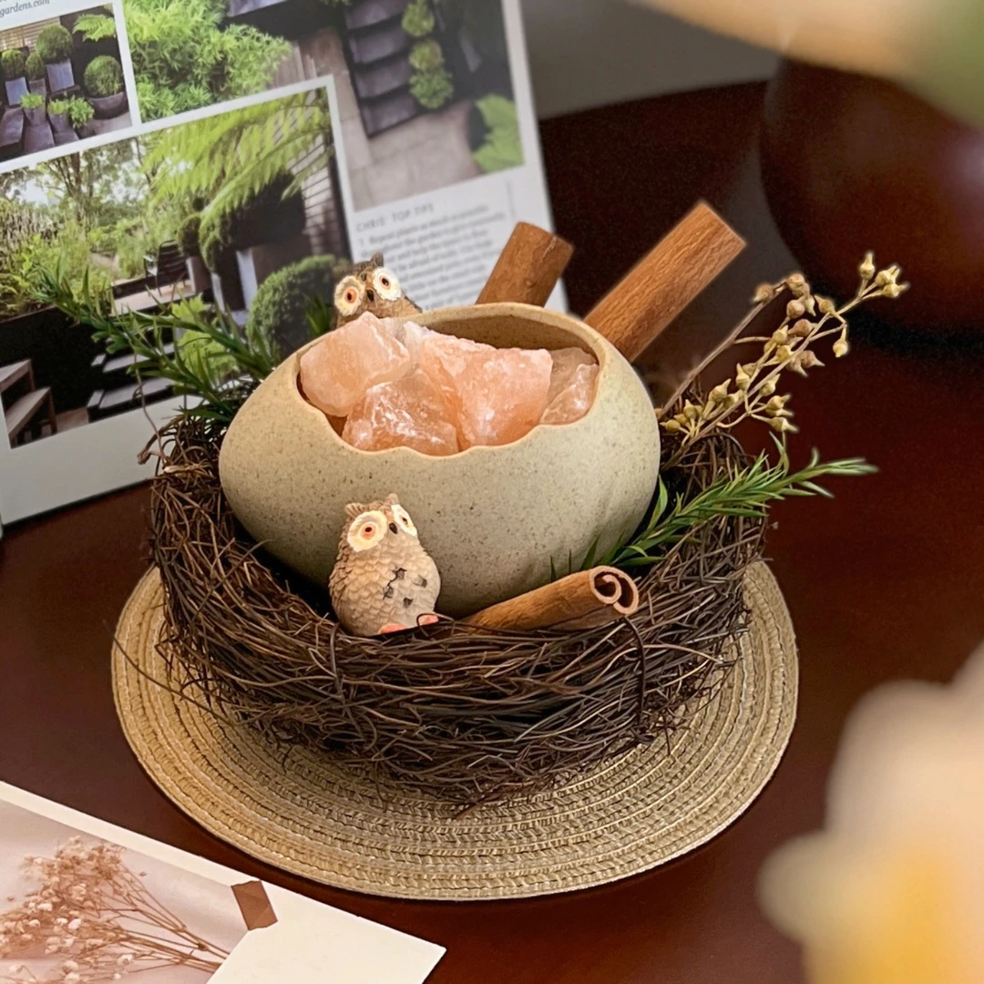创意干花鸟巢无火香薰香型晶石精油室内办公室摆件生日礼物伴手礼
