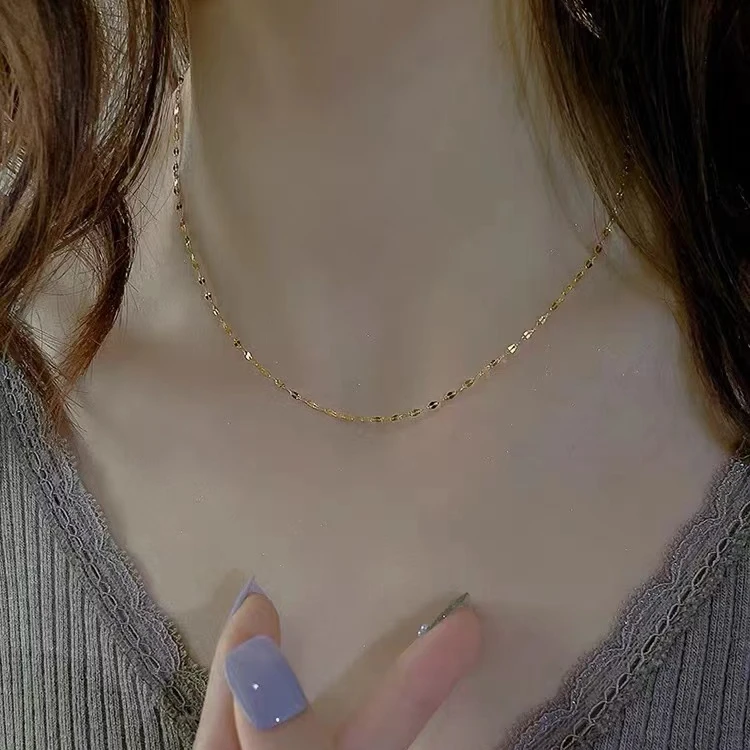 钛钢项链 A-142嘴唇项链轻奢小众简约ins素款精致锁骨链