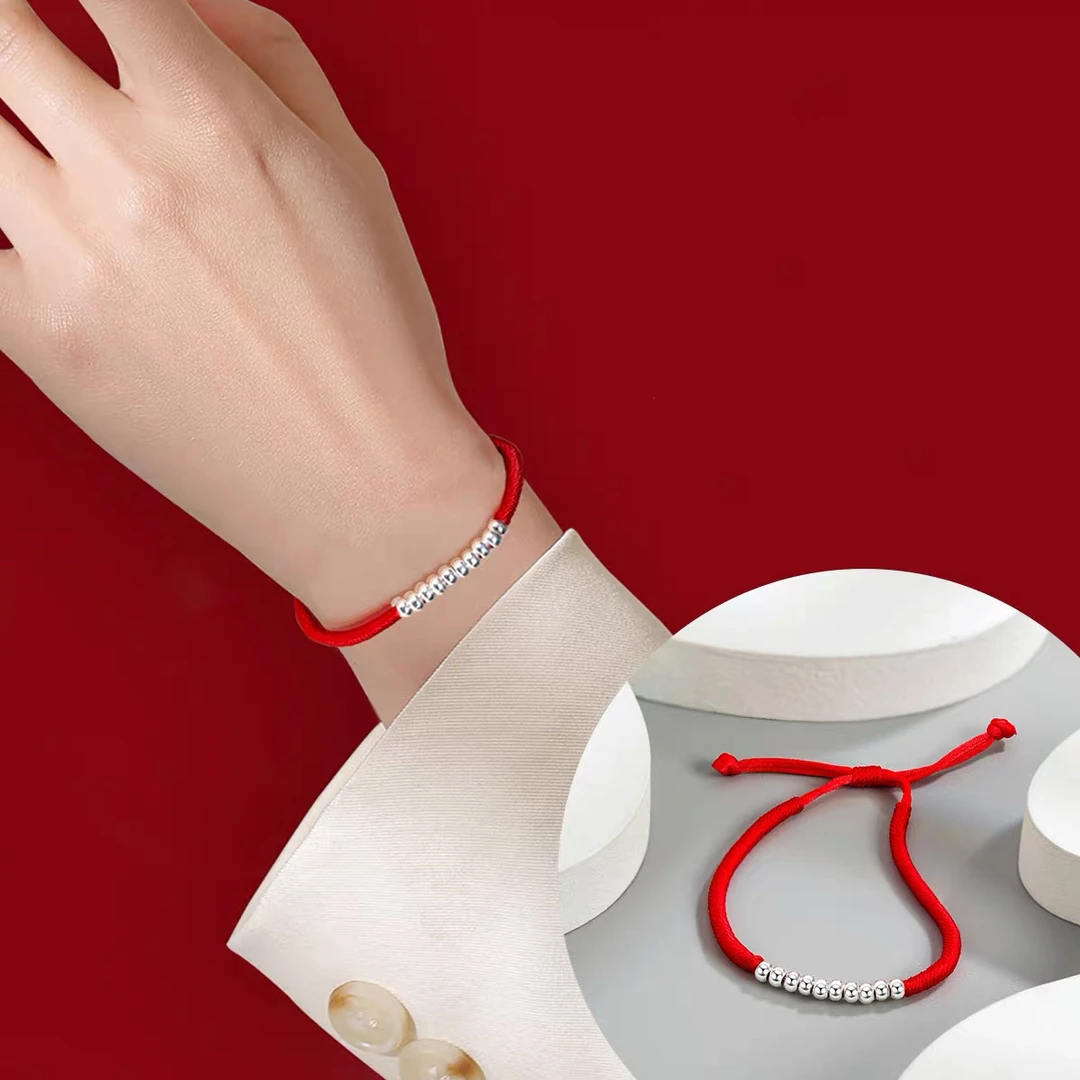 铜合金手链 S-7十全十美红绳手链女款手工时尚情侣编织红色简约