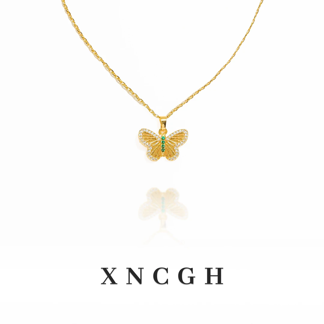 铜合金锆石项链 【梦蝶】50铜合金锆石高级感项链气质轻奢时尚百搭