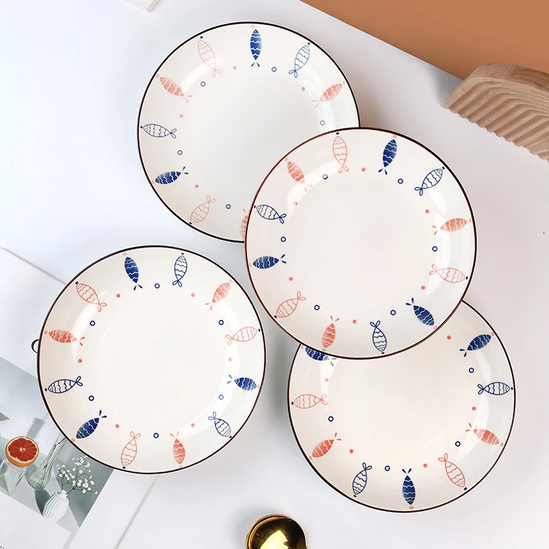 孟垣小鱼系列家用陶瓷釉下彩创意吃饭盘网红简约