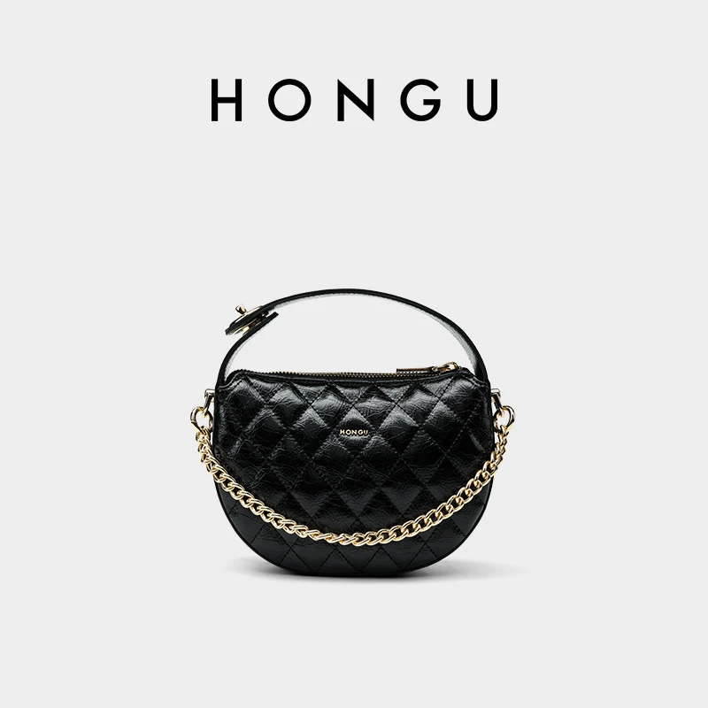 HONGU/红谷时尚百搭女士马鞍包小众手拎包包H5136132