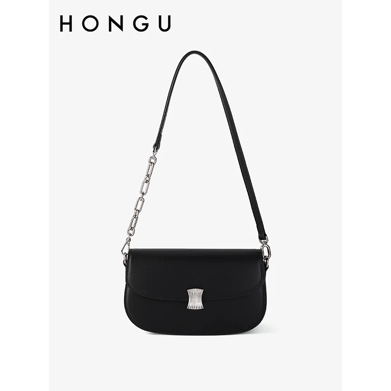 HONGU/红谷包包女新款真皮休闲方包百搭简约通勤单肩斜挎包5426