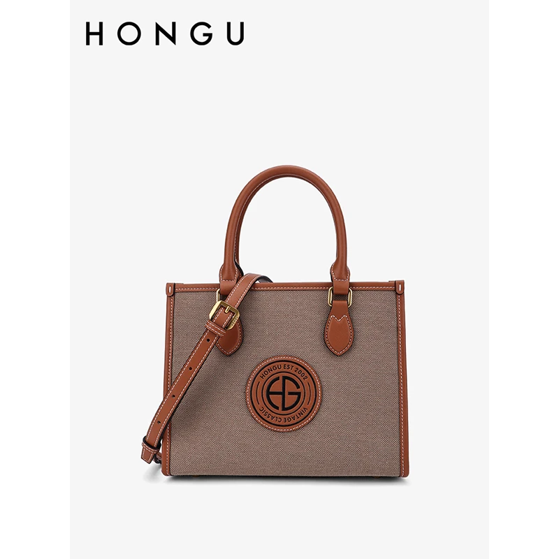 HONGU/红谷时尚新款轻奢百搭女士单肩手提包经典小众手拎女包包