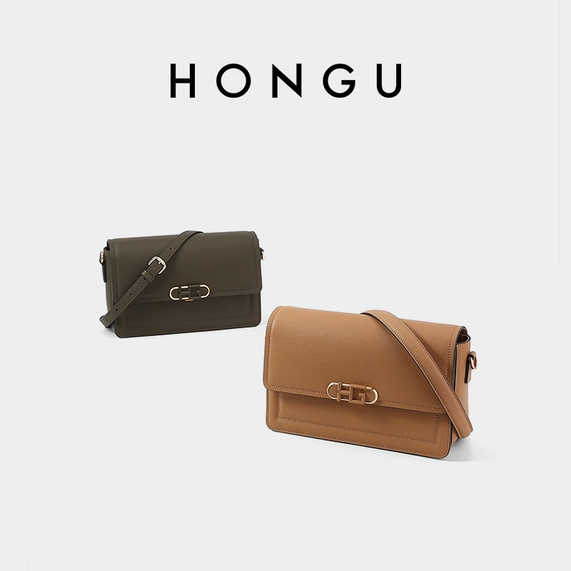 HONGU/红谷时尚新款牛皮女士通勤单肩斜挎女包简约腋下包H5155589