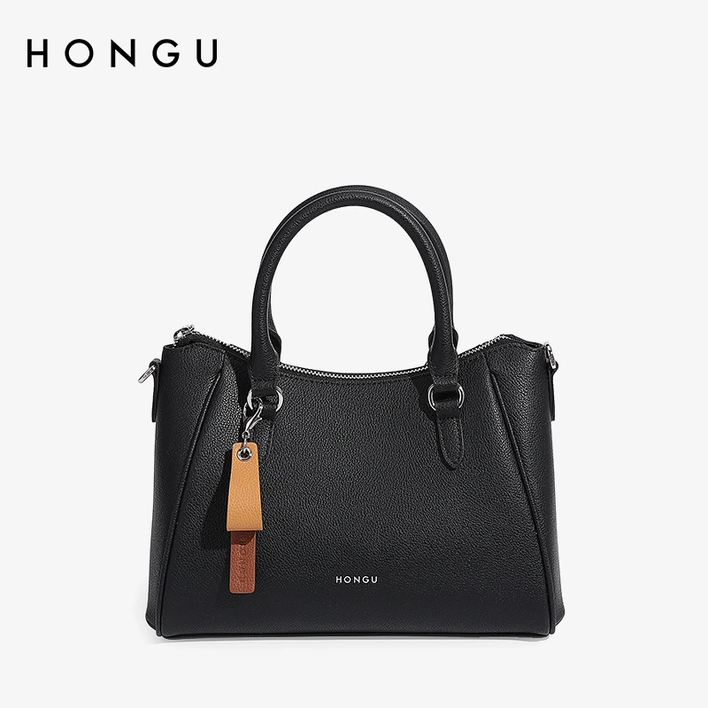 HONGU/红谷时尚新款百搭牛皮单肩手提饺子包真皮肩包女包H5135680