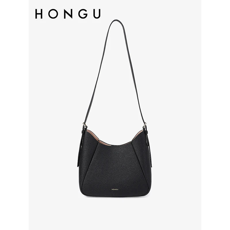 HONGU/红谷时尚新款牛皮百搭子母包单肩斜挎女包休闲女士水桶肩包