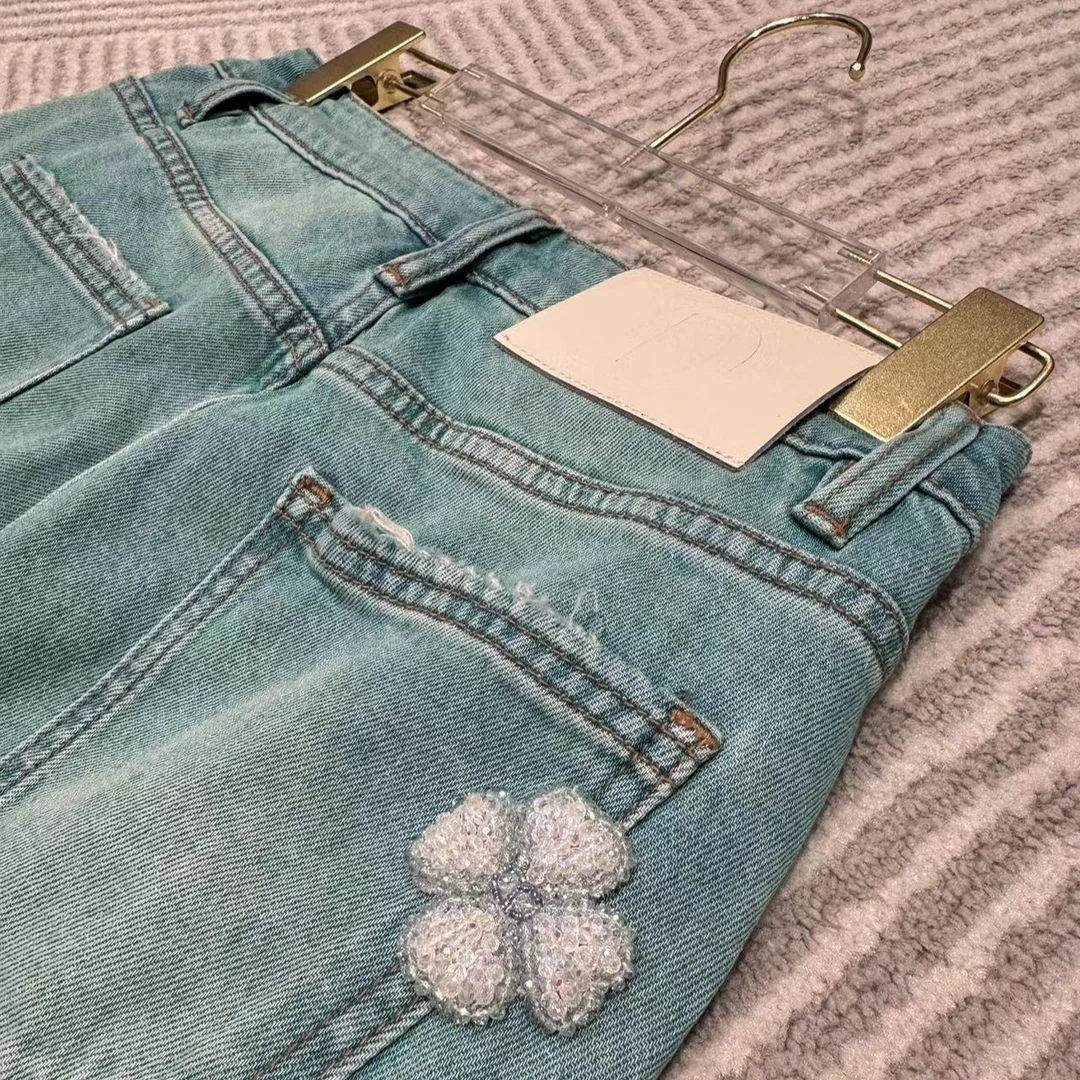 小直筒！ 春来江水绿如蓝雾绿色百搭时尚牛仔裤 款号ve281裤长90