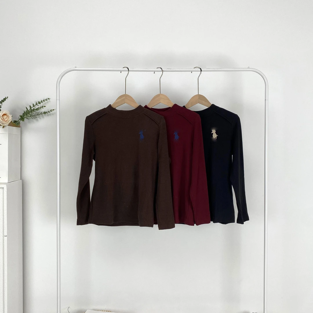 2024新款小众设计感圆领纯色长袖T恤女时尚百搭气质打底衫820