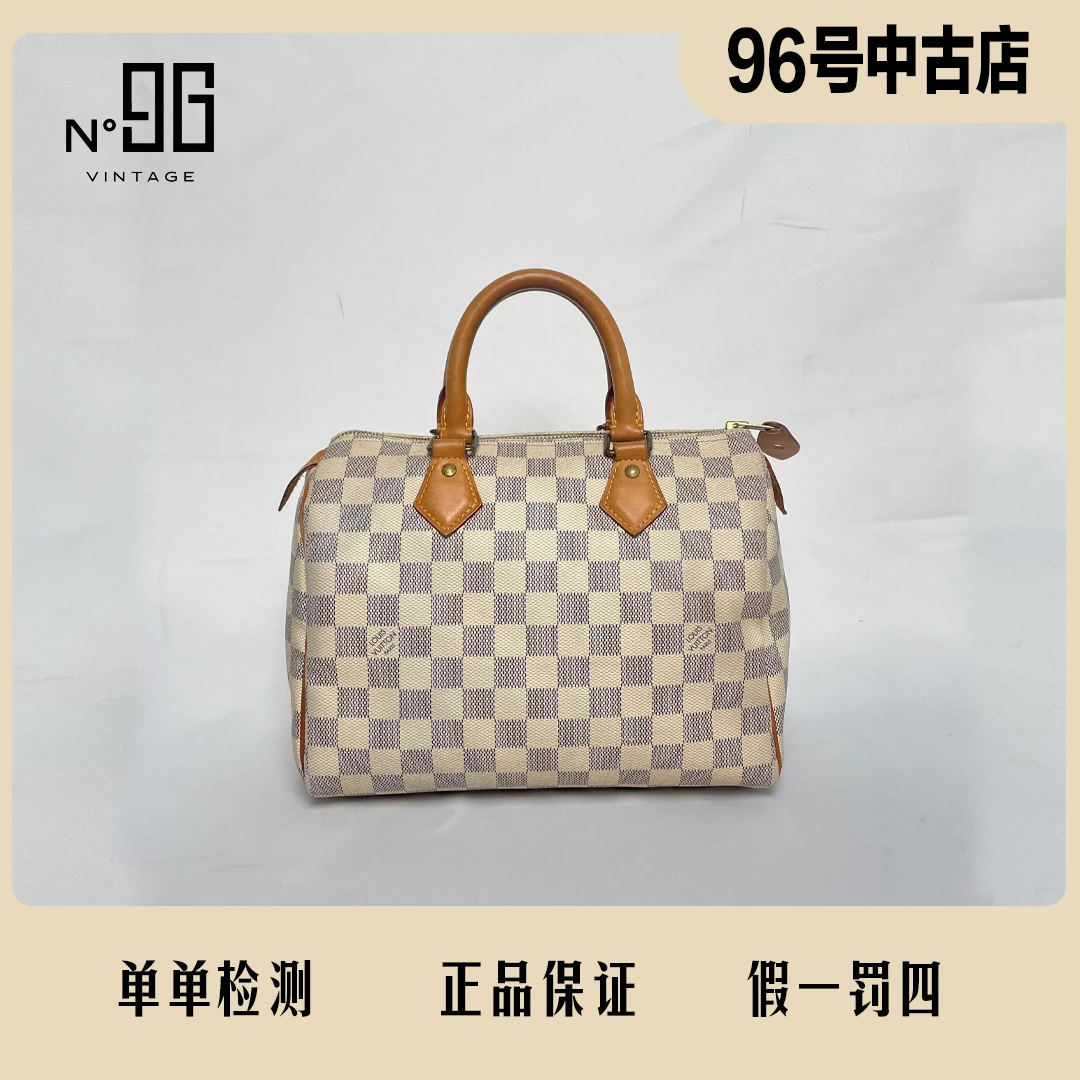95新 LouisVuitton/路易威登 LV白棋盘格Speedy25手提歀