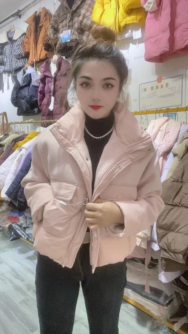 拼接棉服女短款加厚立领小个子显瘦冬季外套