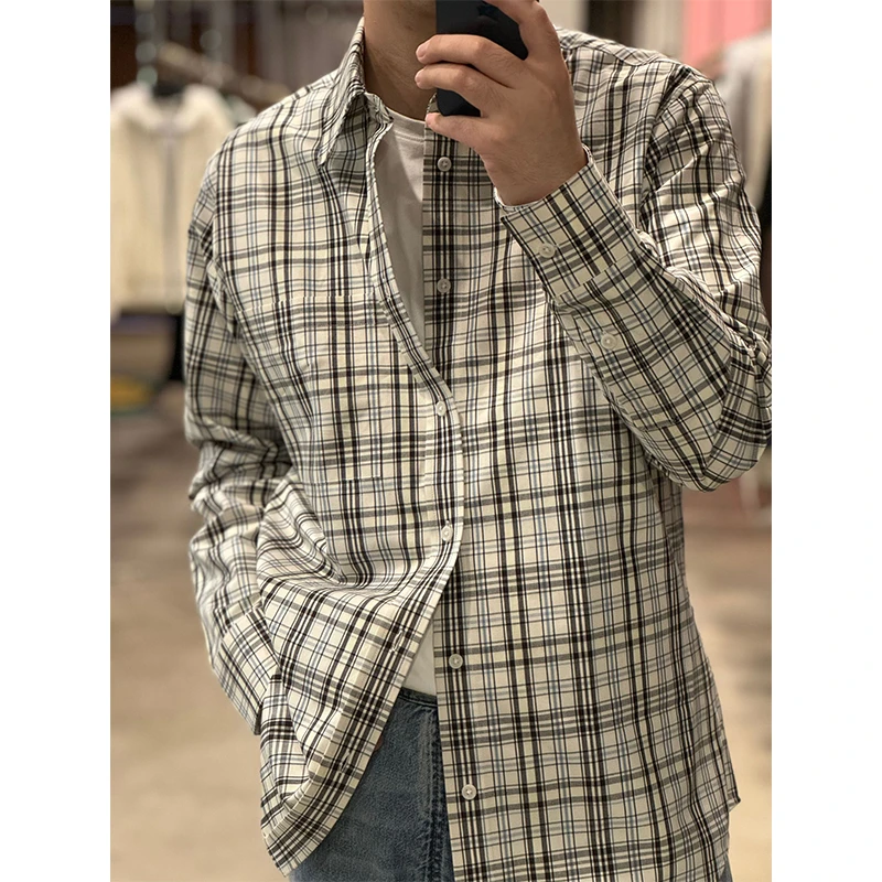 （授权）9000版”时尚咖 意式浪漫松弛感 优雅格子“OS宽松衬衫型风衣