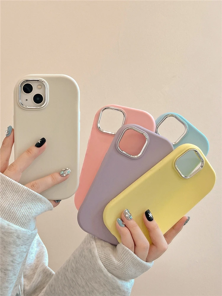 简约ins纯色硅胶手机壳适用苹果15女款全包防摔iPhone系列液态壳