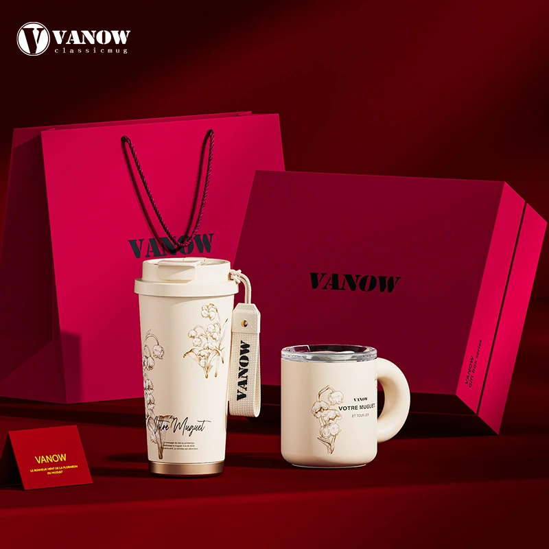 vanow套装杯高档限定礼盒保温杯咖啡杯送礼长辈领导高颜值水杯子