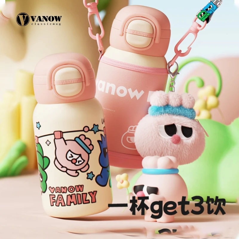 vanow高颜值学生可爱卡通联名咕噜保温杯子双饮网红爆款大容量