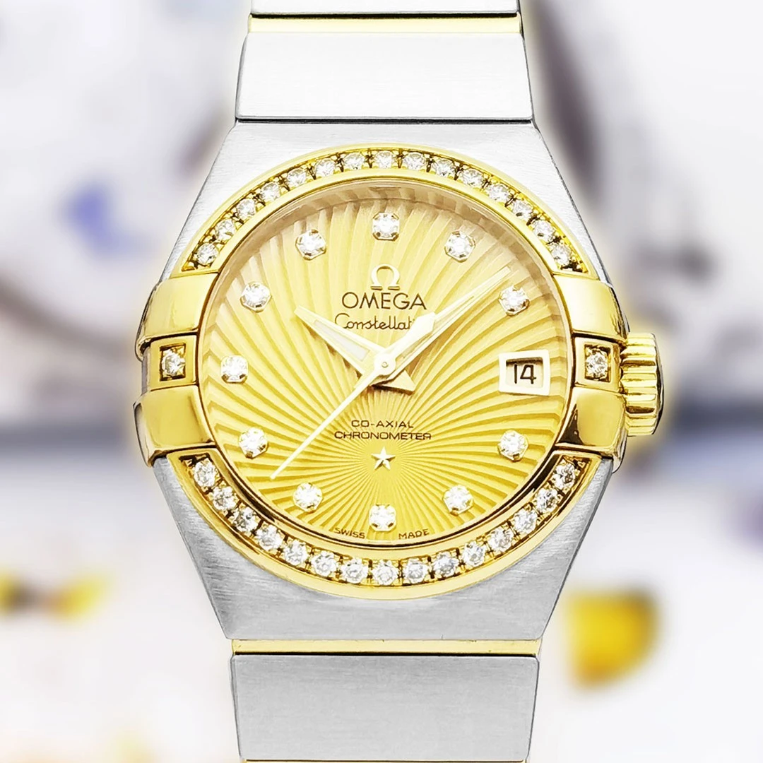 95新 Omega/欧米茄 星座系列/自动机械/表径27mm女表镶钻时尚名表