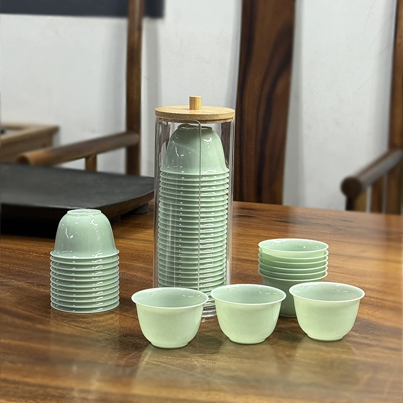 一次性茶杯翡翠仿玉高档小号中式品茗杯加厚防烫旅游便携家用商用