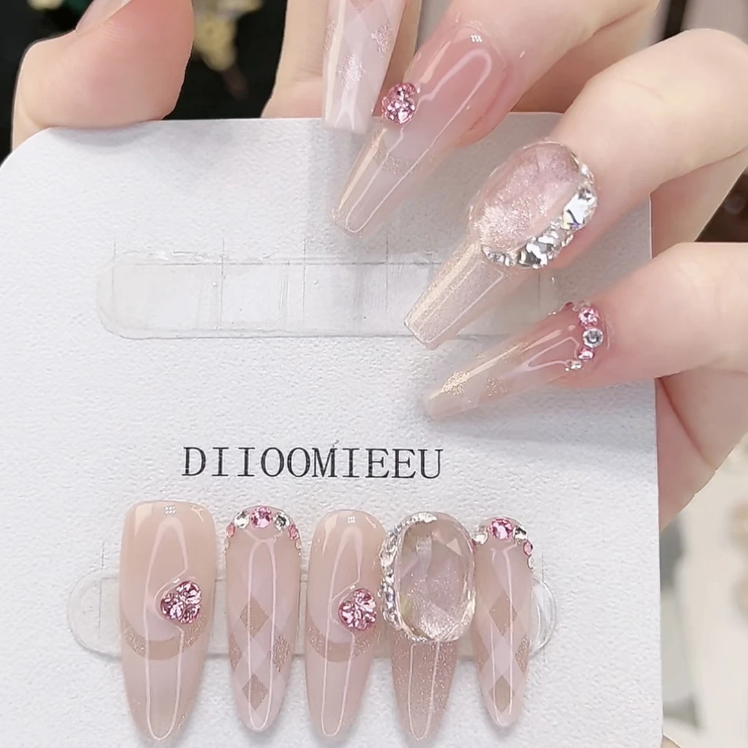 【芭蕾甜心】缇觅气质渐变透底枕头全华子钻纯手工可拆卸式穿戴甲