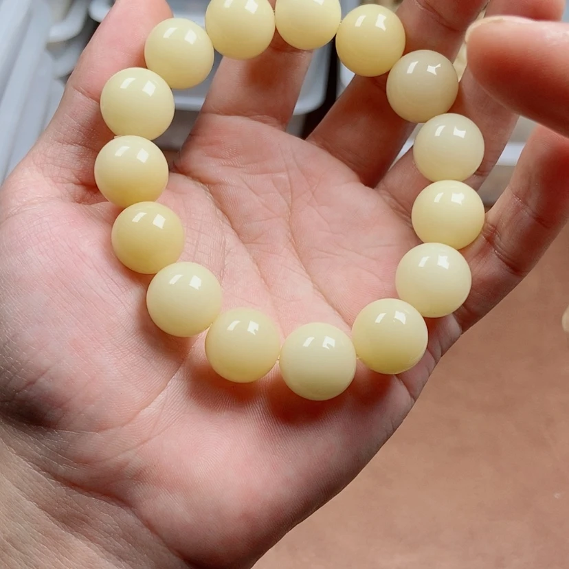 【闪购商品】菩提根/象牙果手串14mm奶油黄圆珠