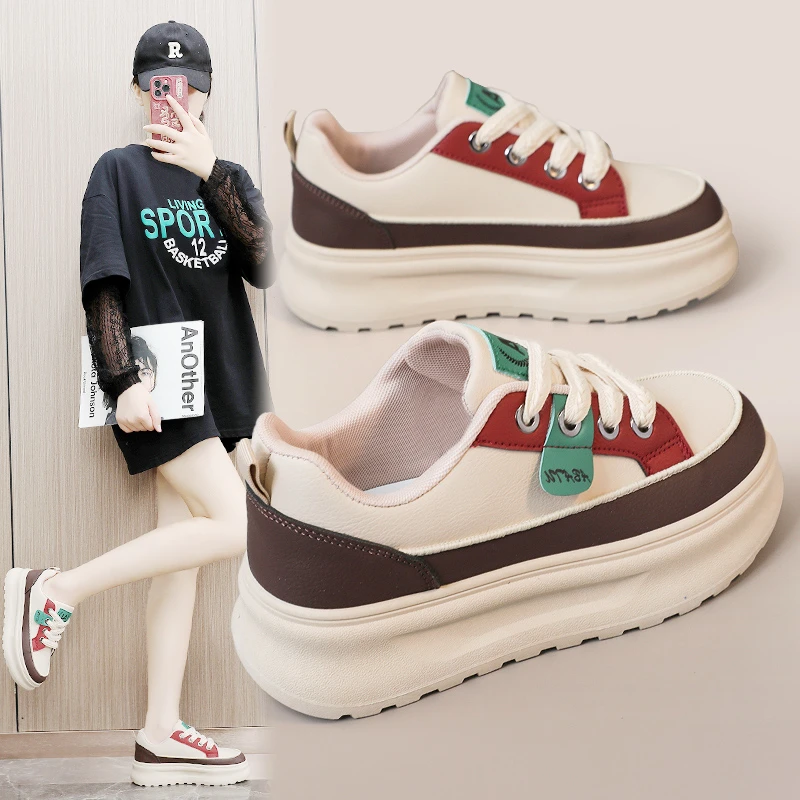 2025春季新款百搭休闲小白鞋女鞋爆款厚底春秋季运动老爹鞋ins潮