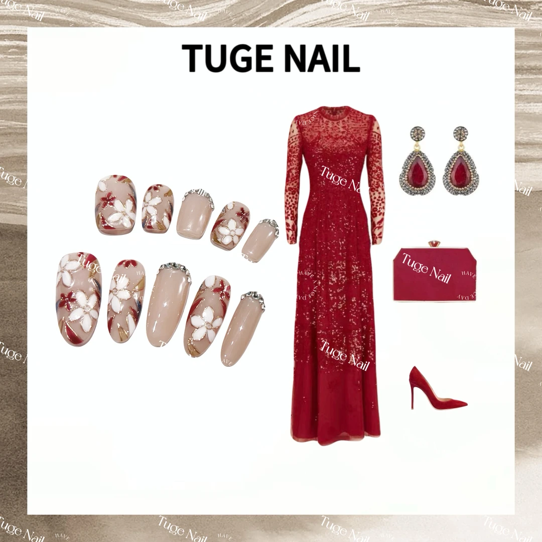 TugeNail 拉花珐琅2023秋冬高级复古极简小众设计师美甲TGS230024