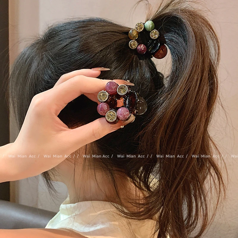 气质款网红精致镶钻抓夹女时尚后脑勺半抓发夹百搭马尾固定夹发饰