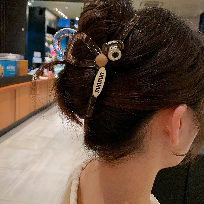 思朵 非金属亚克力发饰 高级感可爱小狗抓夹卡通后脑勺鲨鱼夹头饰