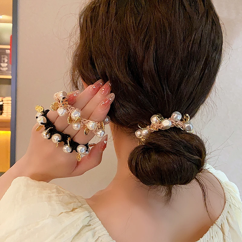 思朵 非金属仿珍珠发饰 气质款珍珠发绳女2023网红扎马尾丸子头绳