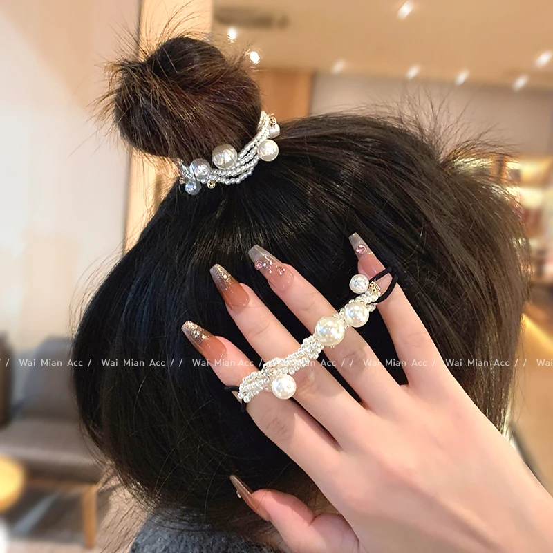 2024新款小米珍珠两用款手链发圈女高级感皮筋扎马尾丸子发绳发饰