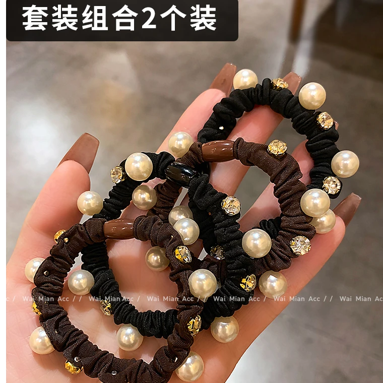 百搭珍珠发圈女东大门新款钉珠发绳气质马尾扎丸子头皮筋发饰