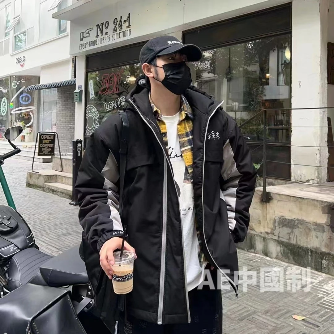 857-AE棉冲锋衣青少年潮款冬季保暖棉服外套