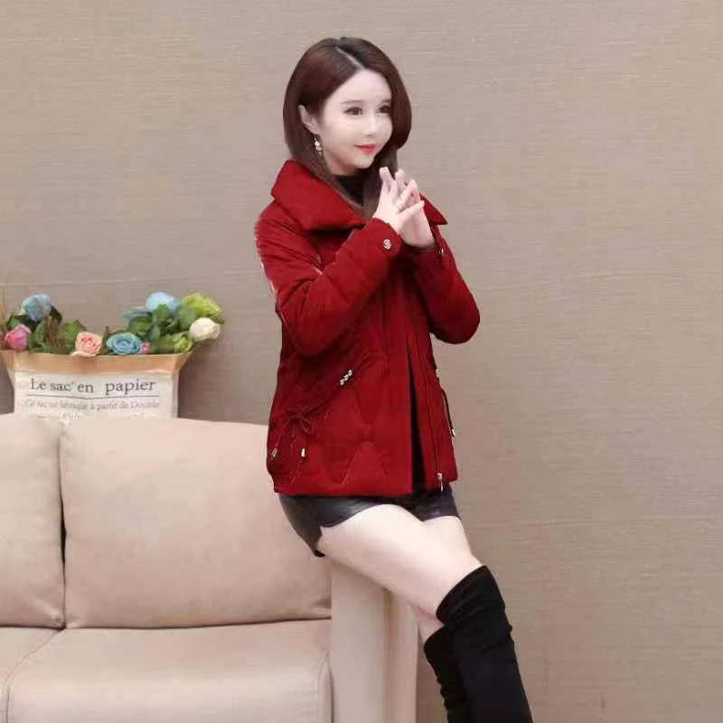 亮面免洗棉袄女短款时尚小个子宽松洋气外套