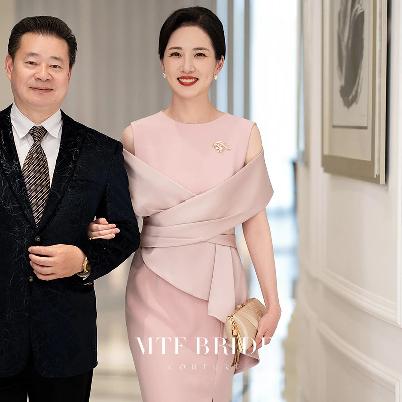 满庭芳华【霓裳】粉色婚宴妈妈装轻奢气质结婚喜婆婆主持人宴会礼服