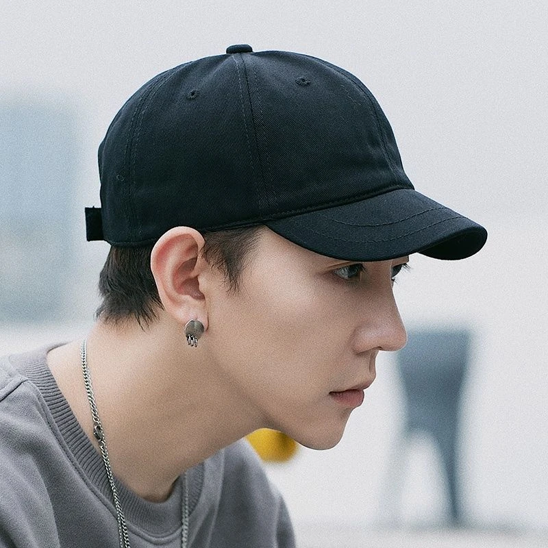 短帽檐帽子男ins夏季鸭舌帽潮牌防晒休闲男士短檐帽