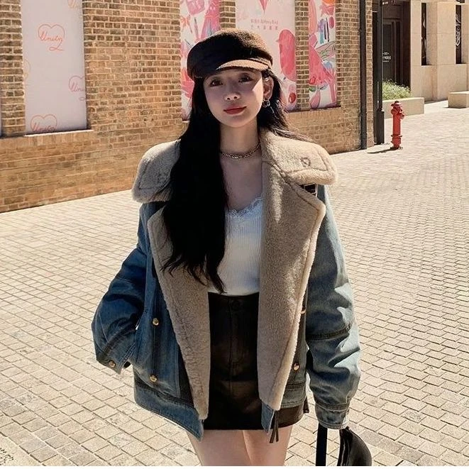 2024冬季新款加厚羊羔毛外套女休闲宽松高端皮毛一体上衣夹克