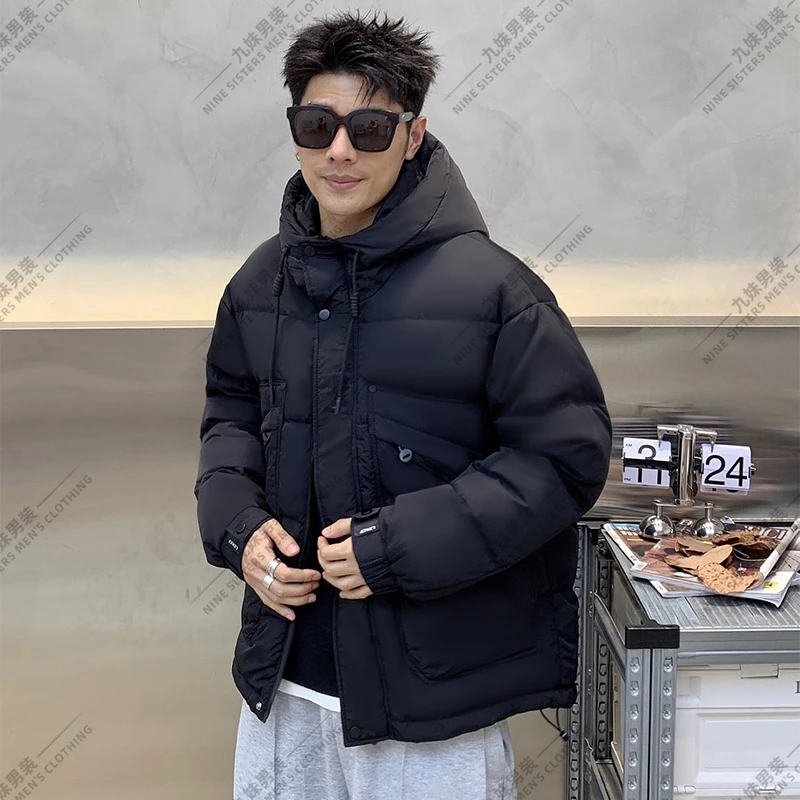 153-X-875夹克男士连帽加厚户外羽绒服冬季保暖百搭潮外套冲锋衣